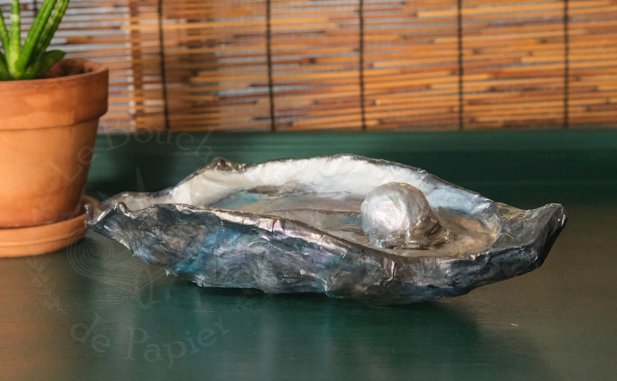Papier Mâché Oyster with Pearl